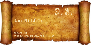 Dan Milán névjegykártya